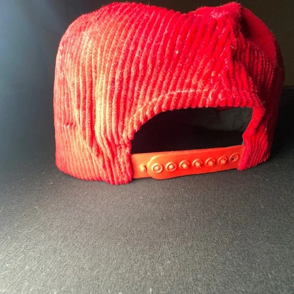VTG 70s Squaw Valley Hat Snapback Red Corduroy California Headwear Skiwear USA